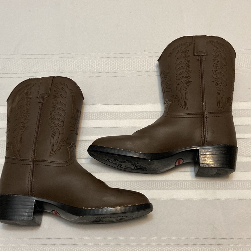 Durango Western Dark Brown Boys Cowboy Boots - Excellent Used Condition- Size 3